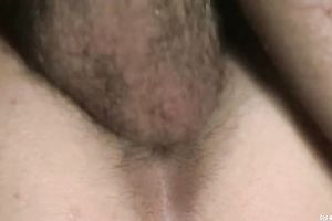 Adorable dark brown legal age teenager acquires her bald bawdy cleft pushed by a shaggy dude