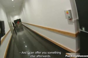 Busty gal blows and receives drilled in a public bath