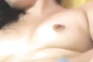 Brunette latine webcam model stuffs her bald moist cooter with a sextoy