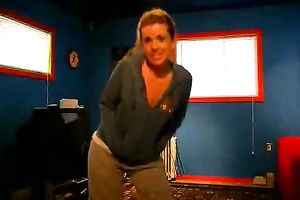 Webcam solo scene with a blond honey flashing her love muffins