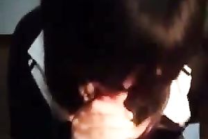 Nasty dark brown is blowing my cock keeping constant eye contact