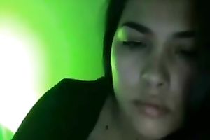 Desirable Latin beauty exposes her pretty large whoppers on web camera