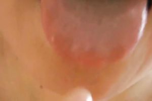 Close up movie with a wench eating cum which this babe receives from her twat