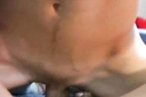 Nerdy guy bonks his girl's wet crack and tries to slip his knob in her ass