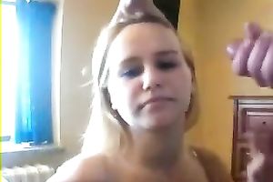 Blonde secretary enjoys sucking my weiner in the bedroom