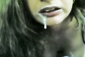 Sensual dark brown sucks my BBC till it explodes with cum