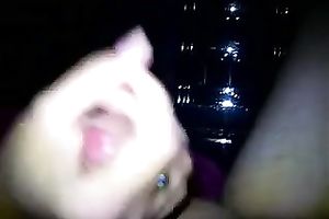 Cute stripper jerks me off till I cum on her smooth coochie