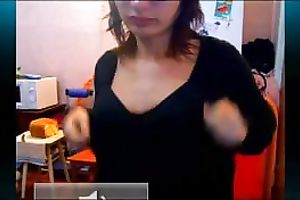 Alluring classmate of mine undresses on camera exposing her milk cans