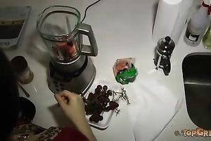 Sensual blond black cock slut take up with the tongue smoothie from the floor and gets locked in cold shower