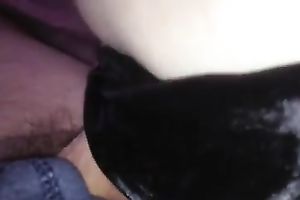 Sticking my palpitating 10-Pounder beneath the satin dark pants