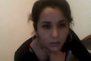 Cute exotic dark brown lastly flashes her slit on web camera