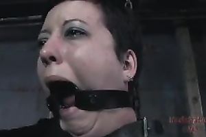 Short-haired brunette hair acquires face-fucked in outstanding BDSM scene