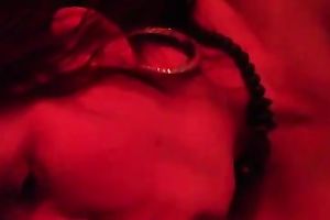 Filthy woman rubs and infers fucks her own pussy and play with her love bubbles