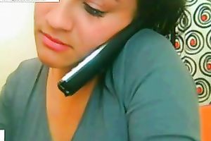 My ravishing Colombian GF with large round titties masturbates for me on cam