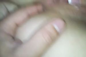My horny white wife fingers her moist vagina and allows me to assist her