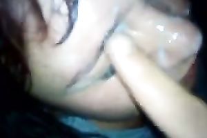 Salacious woman sucks my knob and acquires overspread with cum