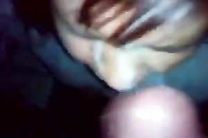 Salacious woman sucks my knob and acquires overspread with cum