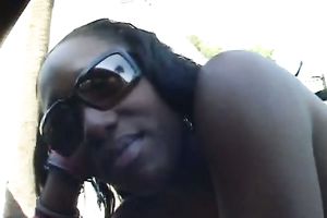 Vivacious dark strumpet receives her curly kitty pounded coarse