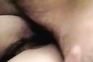 Brunette sweetie sucks my ramrod and receives her unshaved love tunnel smashed