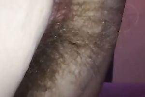 My husband demonstrates her hirsute trench and lets me finger it