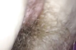 My husband demonstrates her hirsute trench and lets me finger it