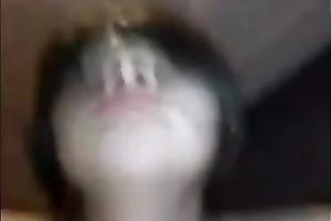 My horny dark brown GF groans sweetly while riding my ramrod