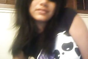 Sexy emo babe with wonderful bra buddies is masturbating for me on livecam