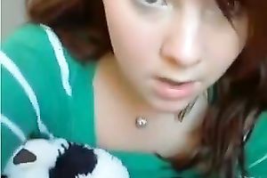 Chubby redhead legal age teenager enjoys toying her muff in cam solo vid