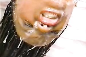 Insaiable swarthy strumpet can't live without litres of sperm on her face