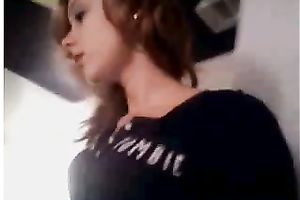 Extremely cute American white wife showing brassiere and pants