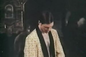 Two classic prostitutes serve one client at the highest level