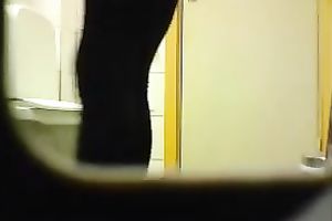 Lovely pale skin white bitch in the restroom on hidden web camera