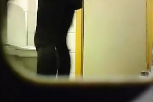 Lovely pale skin white bitch in the restroom on hidden web camera
