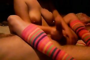 My busty amateur wife in knee socks is giving me an outstanding cook jerking