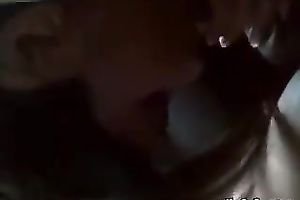 Chubby dark brown bitch gives deepthroat oral-sex on a back seat of the car