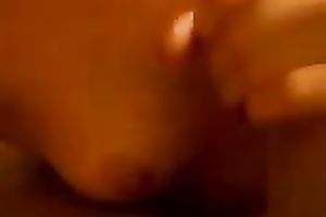 Lovely next door babe jacks me off and takes load on her merry milk sacks