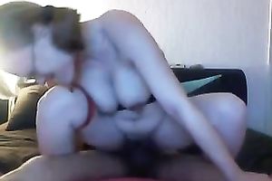 My busty GF loves to wear glasses during sex and that babe likes being on top