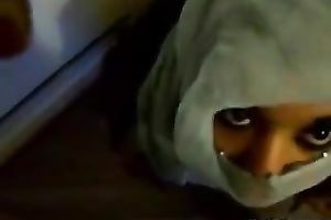 Spoiled hottie in Hijab gets chubby wazoo facial spunk fountain