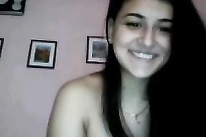 Webcam solo with my glamorous coed demonstrating her natural tits