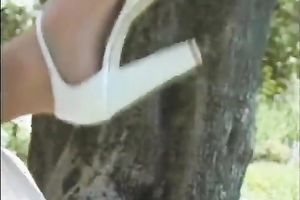 White stud hammers latin chick milf on the picnic table