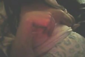 My brunette hair dirty slut wife entertains herself by kneading her natural love muffins