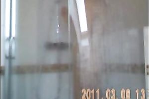 My skinny girlfriend washes her ideal body in the shower