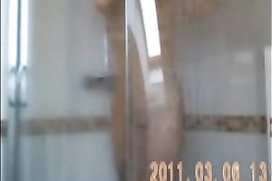 My skinny girlfriend washes her ideal body in the shower