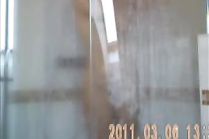 My skinny girlfriend washes her ideal body in the shower
