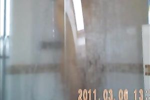 My skinny girlfriend washes her ideal body in the shower
