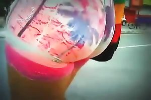 This sporty nympho looks very tempting in her suplex shorts