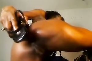 This dark camgirl is taking messy and fucking herself with the heel of her shoe