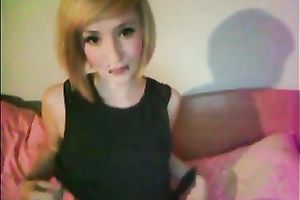 Amateur slim hottie on web camera is proudly demonstrating her diminutive wazoo