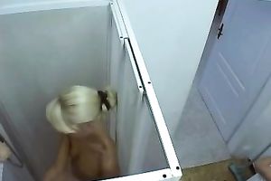 Amateur blond sweetheart Morgan receives caught taking a shower