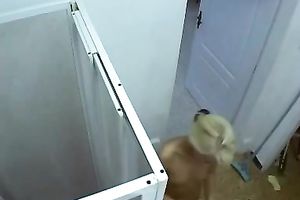 Amateur blond sweetheart Morgan receives caught taking a shower